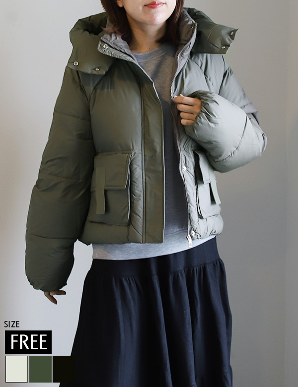 中綿フーディーショートコート(KY-4582)