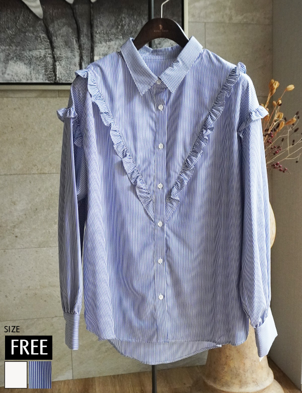 フリルデザインシャツブラウス(963-27011)