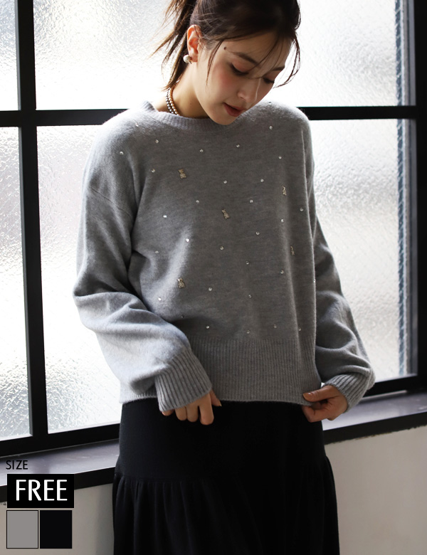 ベア―ラインストーンニット(KY-4575)