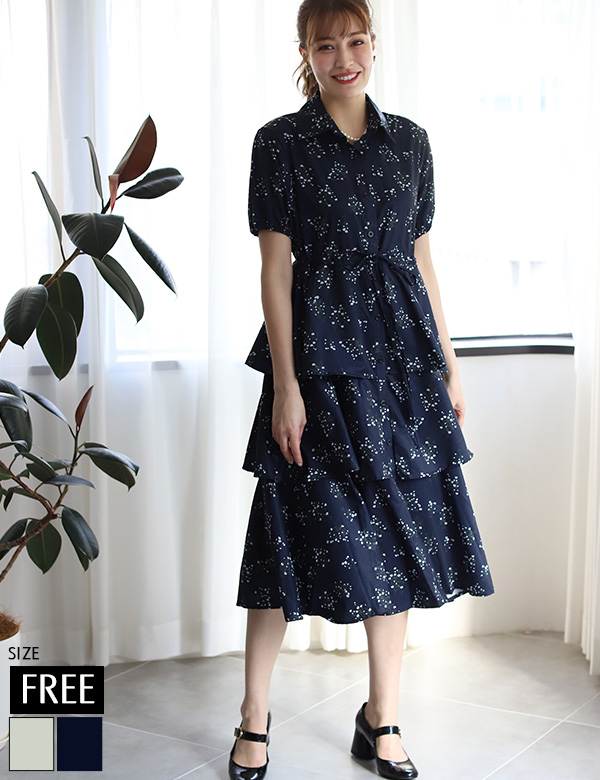 フラワーティアードフリルワンピース(KY-25093)