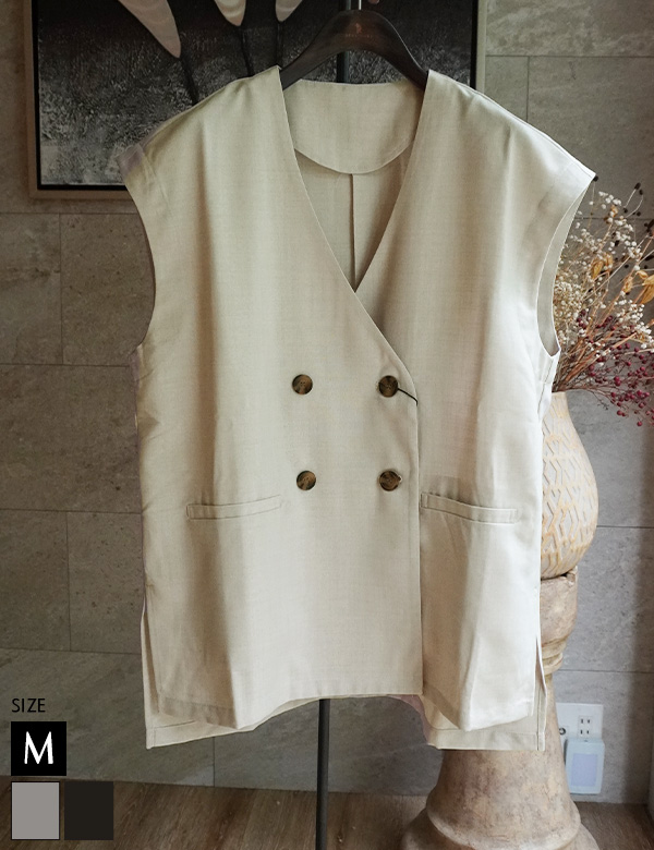 ダブルボタンジレベスト(4454)