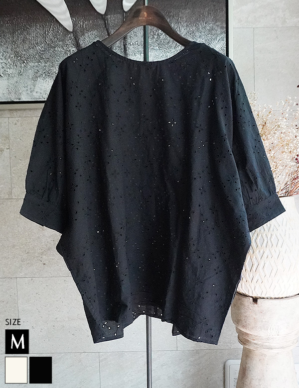 アイレットレースコットン100％ブラウス(25289034)