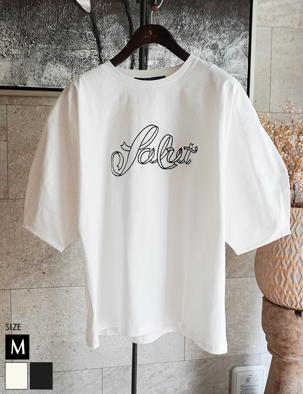 タックスリーブ刺繍ロゴトップス(45-0675)