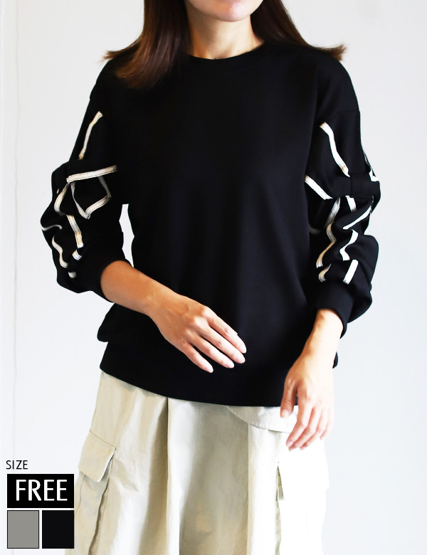 グログランリボンスリーブトップス(KY-5528)