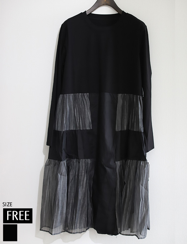 オーガンジーパネルデザインワンピース(KY-5538)