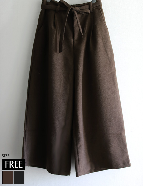 リボン付メルトンタックワイドパンツ(KY-30037)