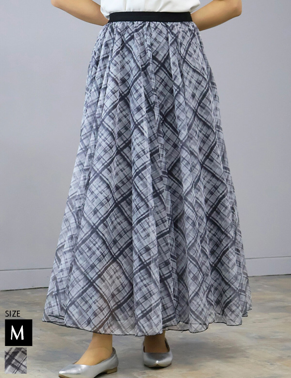 バイアスチェック柄チュールスカート(78012)