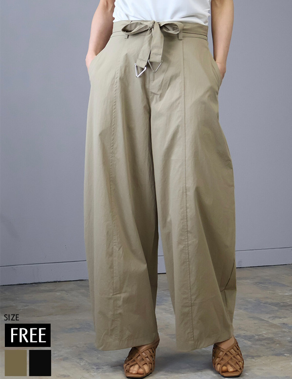 【5/26 20:00まで早割価格】リボン付ワイドカーブパンツ(77017)