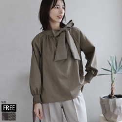 千鳥チェックリボンブラウス(44-F1219)