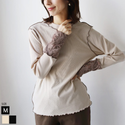 レースレイヤード風コーデュロイトップス(31976J)【メール便】