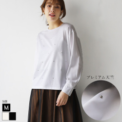 スタッズロングTシャツカットソー(15-0481)【メール便】