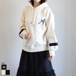 スウェットライクロゴ刺繍ニットパーカー(39-0302)