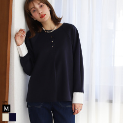 カフスシャツ切替えゴールドボタントップス(32054J)