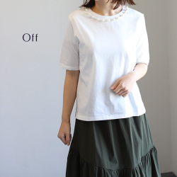 パールネックコットンTシャツ(25-0434)