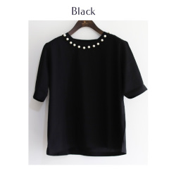 パールネックコットンTシャツ(25-0434)