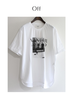 プリントラウンドヘムTシャツ(25-0458)【メール便】