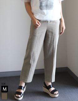 リネン100％センタープレステーパードパンツ(852-86505)