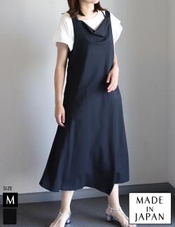 日本製バックリボンドレープワンピース(912-61511)