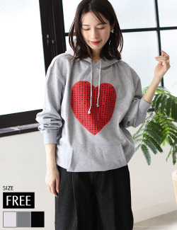 英字ビッグハートフーディーパーカー(15177)