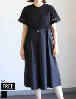 袖口フリルレースドロストワンピース(KY-4449)
