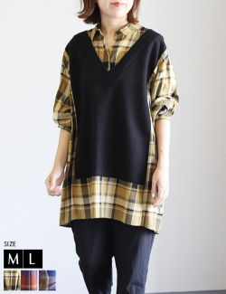 ベストレイヤードチェックブラウス(131405)