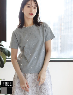 パール＆シルバーボールビーズTシャツ(2757)