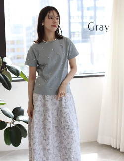 パール＆シルバーボールビーズTシャツ(2757)