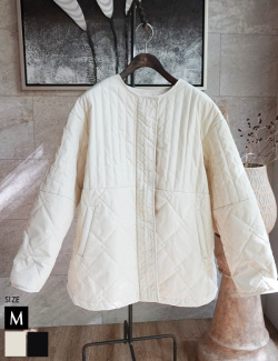 ノーカラーキルティングコート(22-0091)