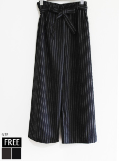 リボンベルトストライプパンツ(KY-24023)