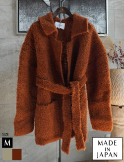 日本製ベルト付きウール混ニットガウン(952-65510)