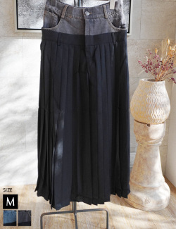 デニムドッキングプリーツスカート(KY-5026)