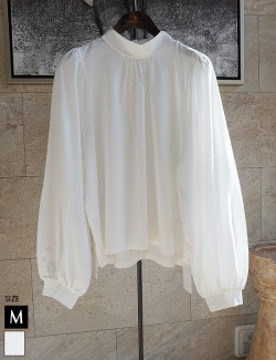 シルケットハイネックギャザートップス(980-22100)