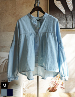 裾ドロストダンガリーデニムブラウス(31-0172)