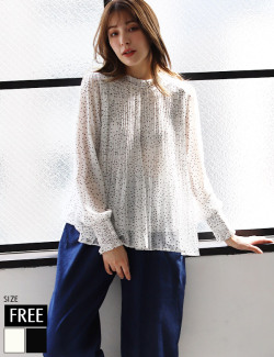 シアードットプリーツブラウス(KY-5056)