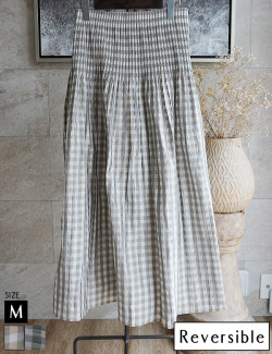 ギンガムチェック×ストライプリバーシブルスカート(23-0087)