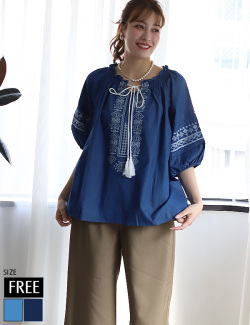 タッセル刺繍デニムトップス(KY-5106)