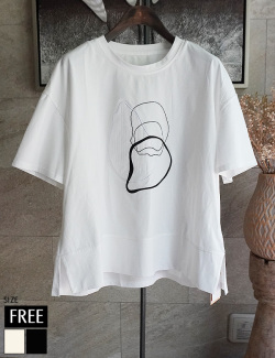 異素材アートシルケットコットンTシャツ(KY-35276)