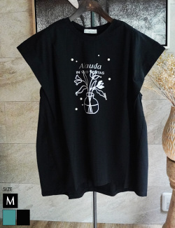 パールモチーフ箔プリントロゴカットソー (32478)