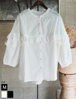 コットン100％フリルブラウス(25289046)