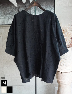 アイレットレースコットン100％ブラウス(25289034)