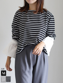 ボーダーボリュームカフストップス(25-0628)