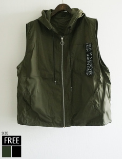 ZIP英字フーディーベスト(KY-5362)