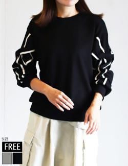 グログランリボンスリーブトップス(KY-5528)