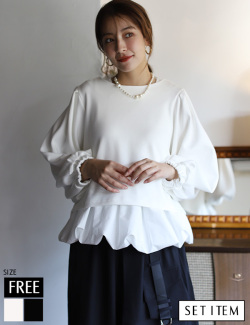 裾バルーンタンクトップ付ダンボールトップス(33-2102)