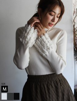 フリンジスリーブリブニット(32672L)