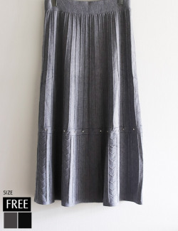 ラインストーンフレアニットスカート(KY-5614)