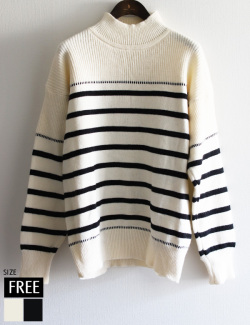 ハイネックボーダーニット(KY-5668)