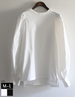 異素材切り替えボリュームスリーブトップス(81630)