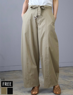 【5/26 20:00まで早割価格】リボン付ワイドカーブパンツ(77017)