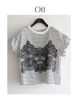 パールレースビスチェ付きボーダーTシャツ (236-209246)